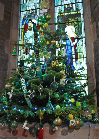 The Bicton and Oxon WI anniversary tree at the St Chad's Church annual Christmas Tree Festival